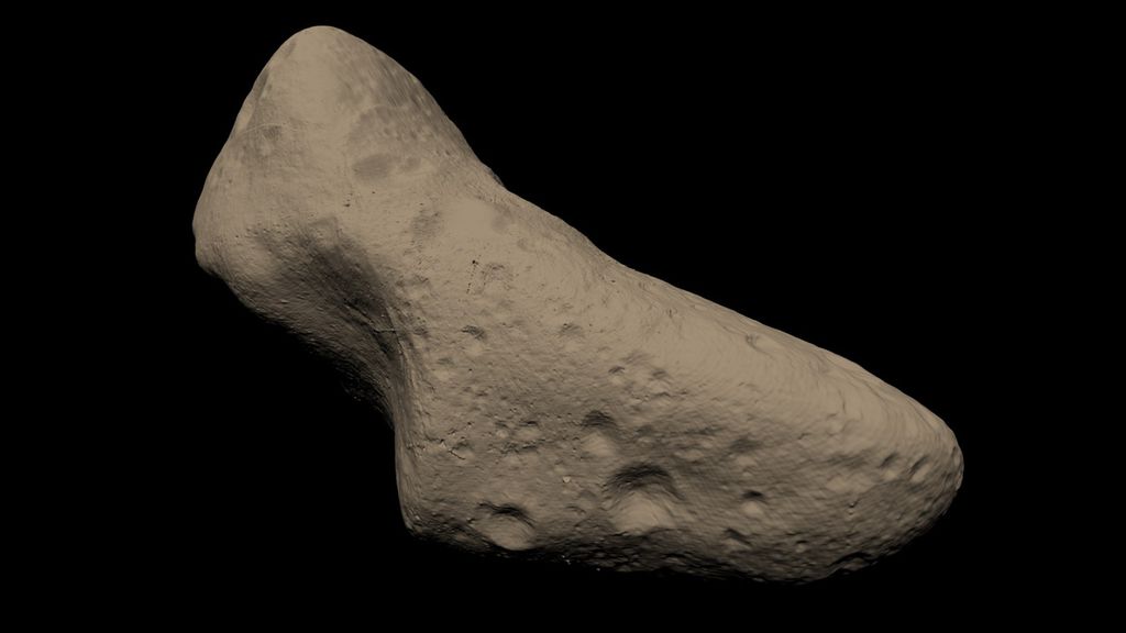 Modelo 3D de um asteroide criado por um programa que leva apenas quatro dias para renderizar a imagem (Foto: NASA's Scientific Visualization Studio)