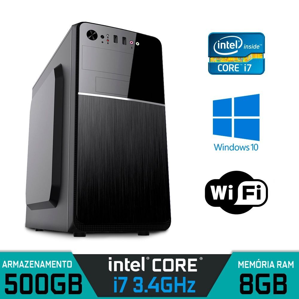 Computador Intel Core I7 3.4ghz Ram 8gb Ssd 500gb Wi-Fi Windows 10