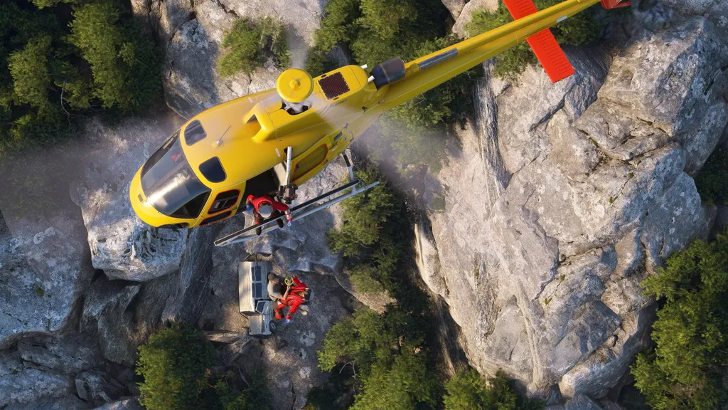 Helicópteros de resgate, aeronaves executivas ou de corrida, entre tantos outros modelos e missões, estão entre as novidades de Flight Simulator 2024 (Imagem: Divulgação/Microsoft)