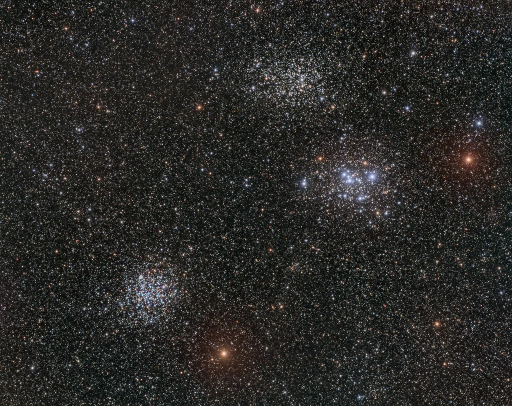 Trio de aglomerados estelares na constelação de Puppis, a Popa (Imagem: Reprodução/Dave Doctor)