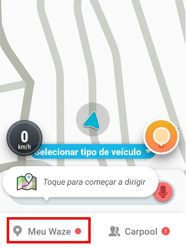 Abra o app do Waze e toque em "Meu Waze" no menu inferior (Captura de tela: Matheus Bigogno)