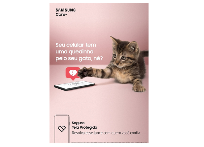 Samsung Care+ Tela Protegida pode ser boa opção para tutores da gatinhos (Imagem: Divulgação/Samsung)