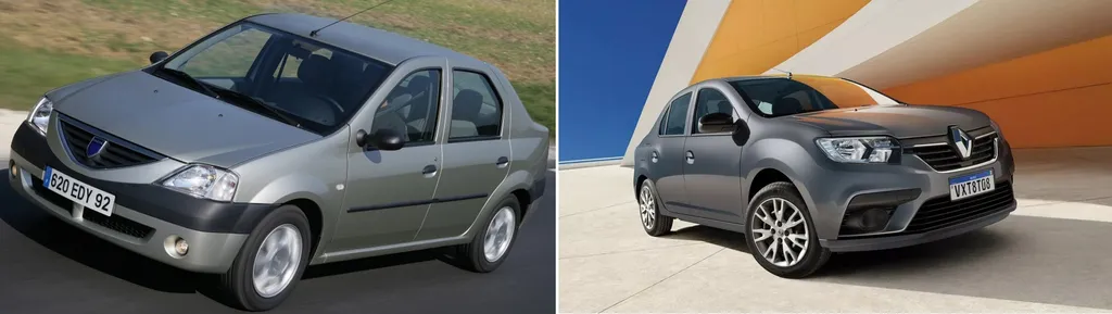 Duas gerações distintas do Renault Logan (Imagens: Divulgação/Renault)