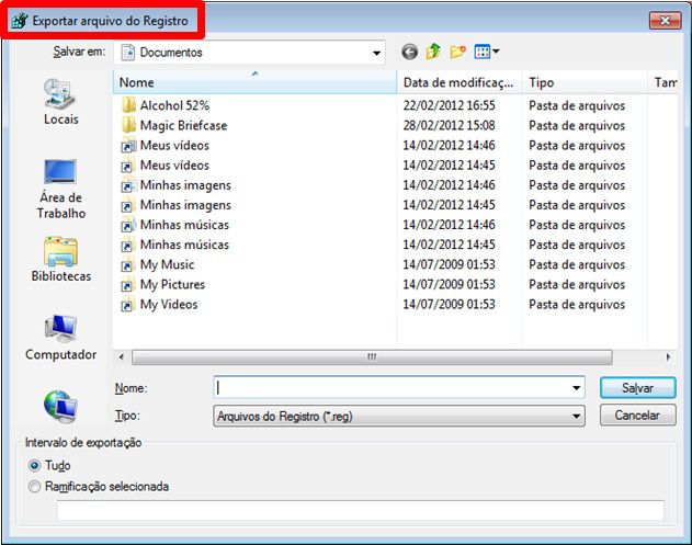 Exportar o registro do Windows para backup
