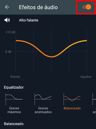 Habilite os efeitos de áudio e selecione uma das curvas disponíveis (Captura de tela: Matheus Bigogno)