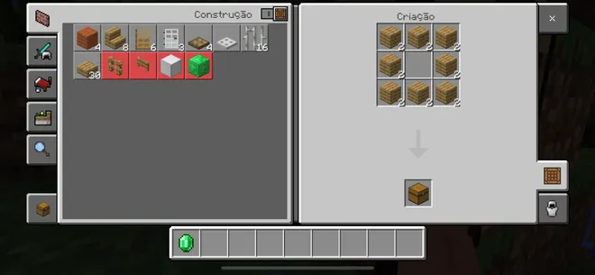 Utilize nove madeiras para criar baús em Minecraft (Captura de tela: Canaltech/Felipe Freitas)