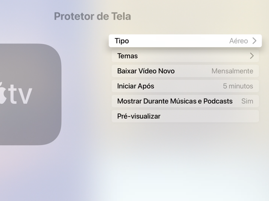 A Apple disponibiliza várias opções de personalização e tempo para exibição do protetor de tela - Captura de tela: Thiago Furquim (Canaltech)