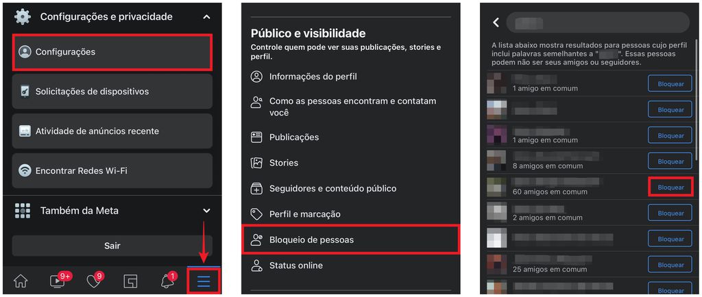 Pelo aplicativo de celular, também é possível bloquear uma pessoa no Facebook (Captura de tela: Caio Carvalho)