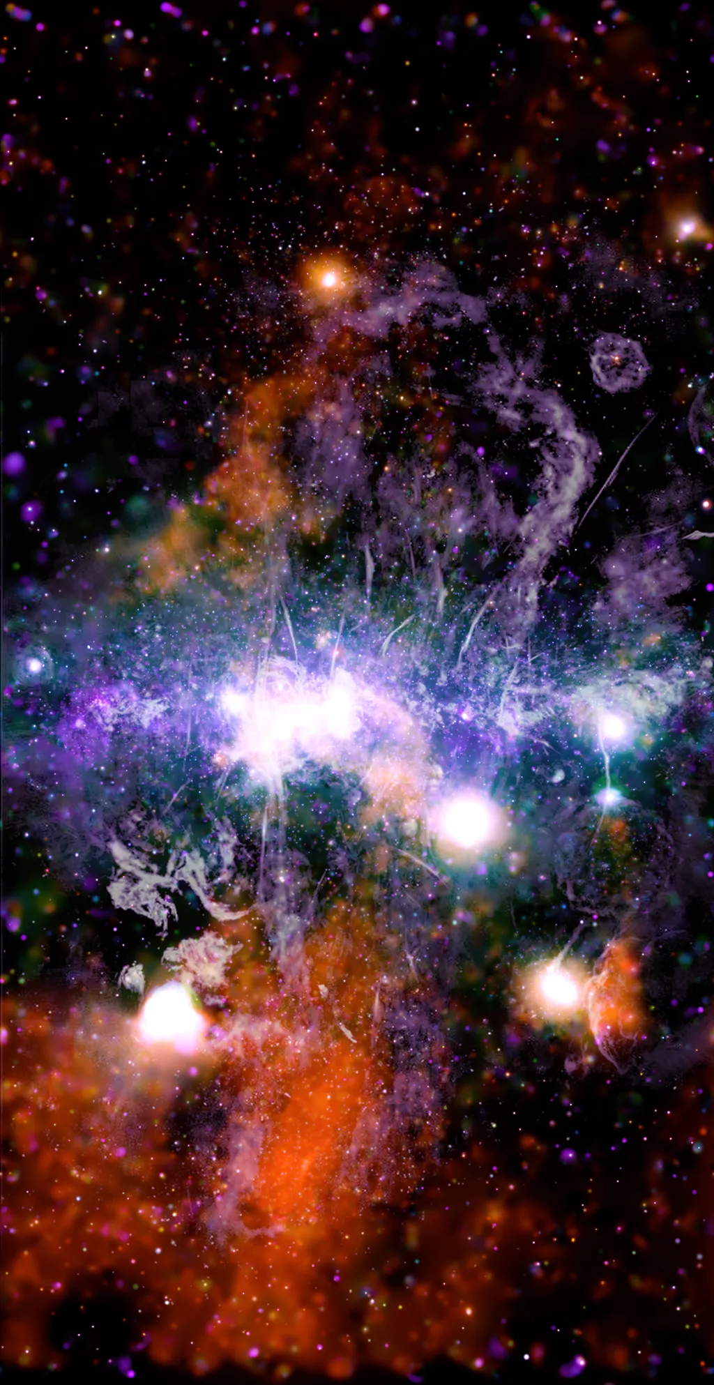 O centro da Via Láctea é uma das regiões menos compreendidas dela (Imagem: Reprodução/NASA/CXC/UMass/QD Wang/NRF/SARAO/MeerKAT)