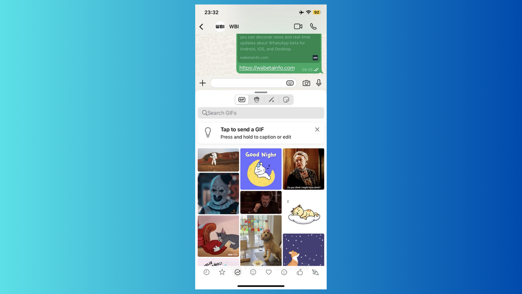 WhatsApp prepara novo menu para GIFs no iOS (Imagem: Reprodução/WABetaInfo)