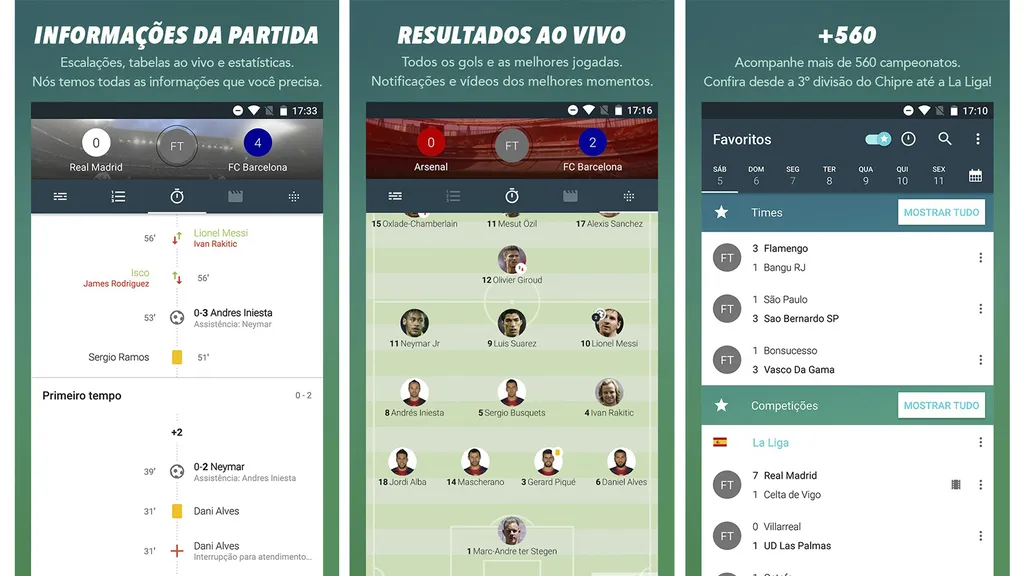 Forza Football tem suporte a placar em tempo real integrado aos smartwatches, assim você acompanha seu time pelo relógio (Imagem: Reprodução/Google Play Store)