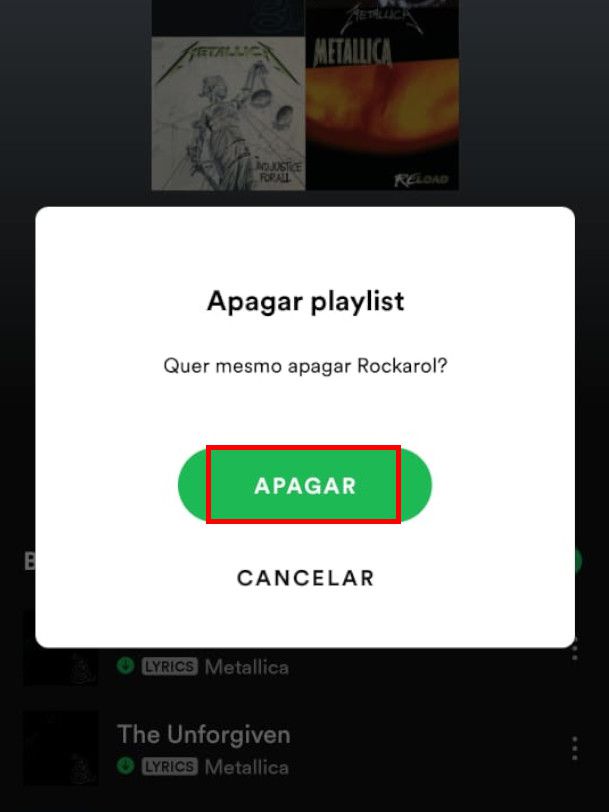 Clique em "Apagar playlist" e, em seguida, "Apagar" para remover a sua playlist da plataforma (Captura de tela: Matheus Bigogno)