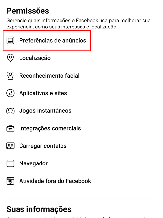 Avance para as configurações de anúncios (Imagem: André Magalhães/Captura de tela)