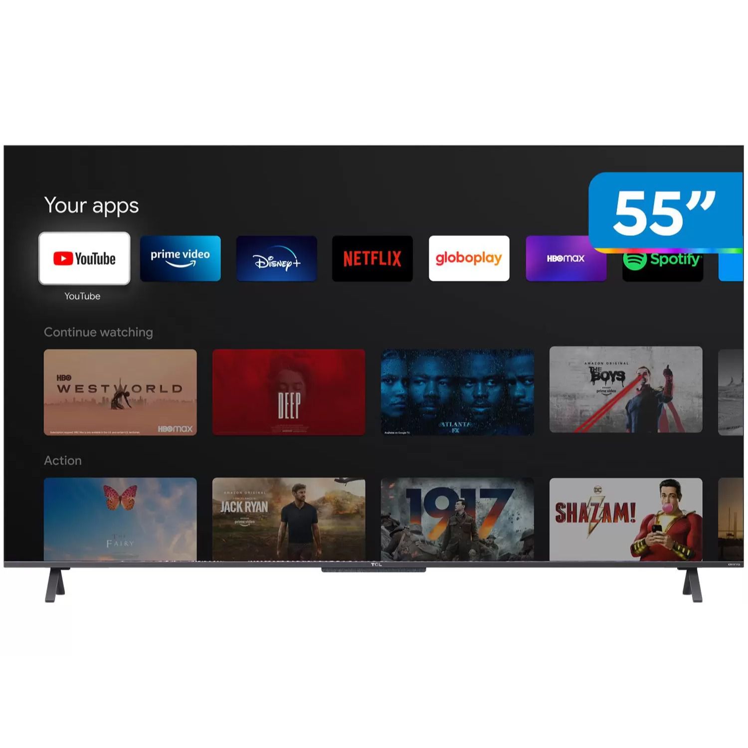 Smart TV 55” 4K UHD QLED TCL 55C725 VA WiFi Bluetooth Google