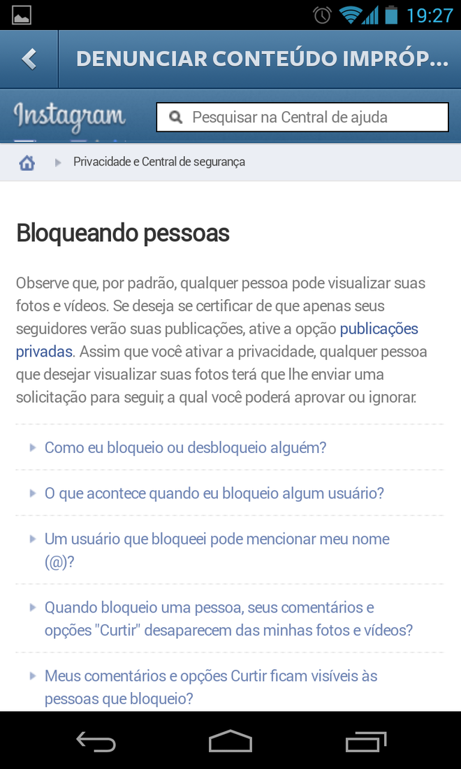 O Instagram lhe instruirá sobre como bloquear o perfil O Instagram lhe instruirá sobre como bloquear o perfil