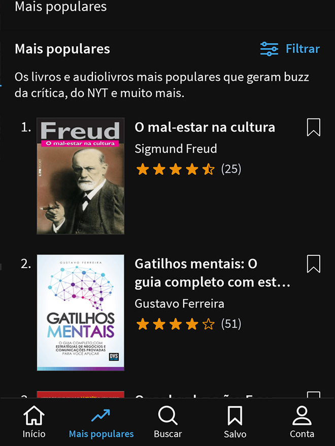 Encontre os livros populares da plataforma (Imagem: André Magalhães/Captura de tela)