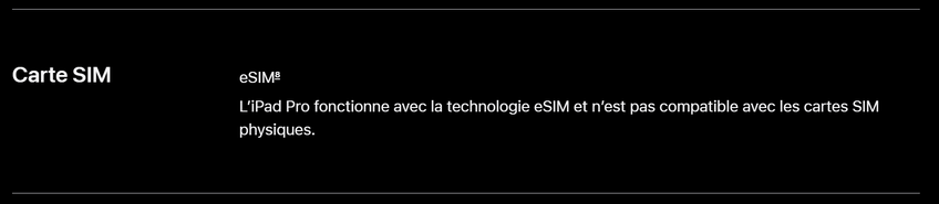 iPad Air Pro 2024 eSIM Site França