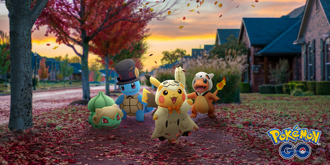 Pokémon GO: Pokémons aparecem fantasiados no evento de Halloween do jogo (Imagem: Divulgação/Pokémon GO)