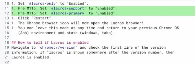 Referência ao projeto Lacros aparece nos códigos do ChromeOS 116 Beta (Imagem: Reproudção/About Chromebooks)