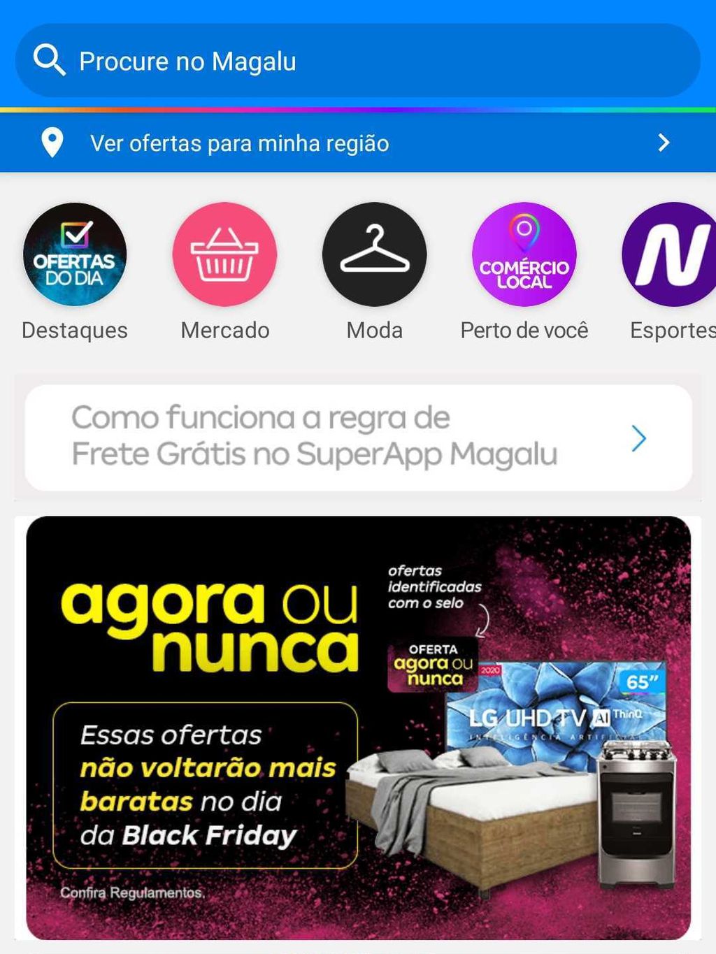 No SuperApp Magalu você encontra produtos de diversas categorias, como Moda, Esporte e Beleza (Captura de tela: Diego Sousa/Canaltech)