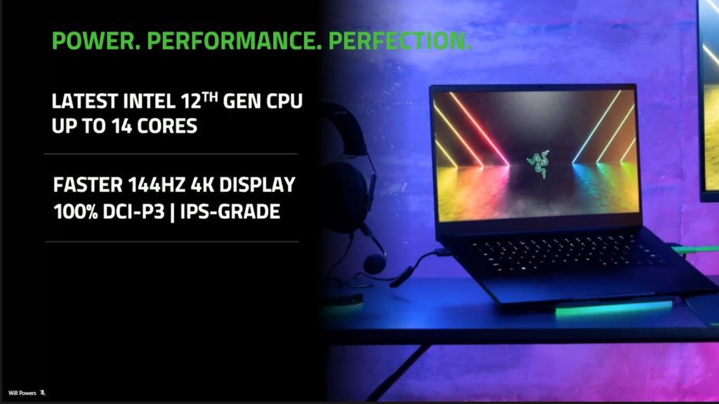 Além de trazer os novos processadores Intel Alder Lake e GPUs RTX 3070 Ti e 3080 Ti, o Razer Blade 15 será o primeiro notebook de 15 polegadas da marca com tela 4K de 144 Hz (Imagem: Reprodução/Razer)