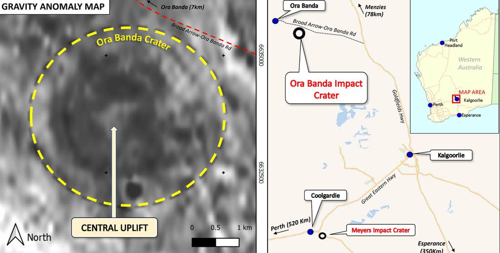 Cratera descoberta em Ora Banda, Austrália (Imagem: Reprodução/Resource Potentials)