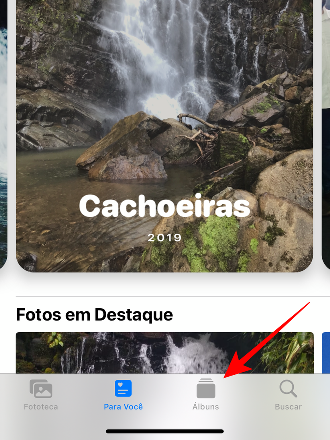 Entre na seção de "Álbuns" do app Fotos - Captura de tela: Thiago Furquim (Canaltech)
