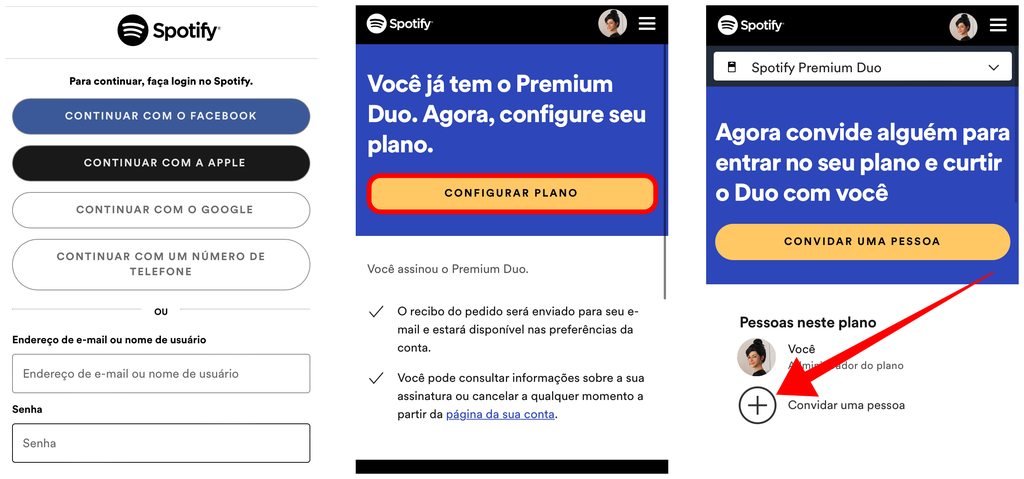 Você pode enviar o link da sua assinatura Spotify Premium Duo para outra pessoa (Captura de tela: Canaltech/Felipe Freitas)