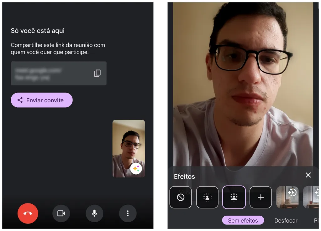 Google Meet possui recurso próprio para desfocar fundo de vídeo em chamadas (Captura de tela: André Magalhães)