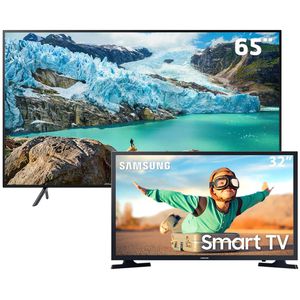 Smart TV LED 65" UHD 4K Samsung 65RU7100 + Smart TV LED 32" HD Samsung T4300