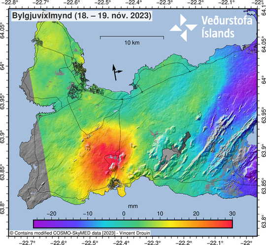 Novos pontos de erupção podem ser registrados na Islândia (Imagem: Reprodução/IMO)