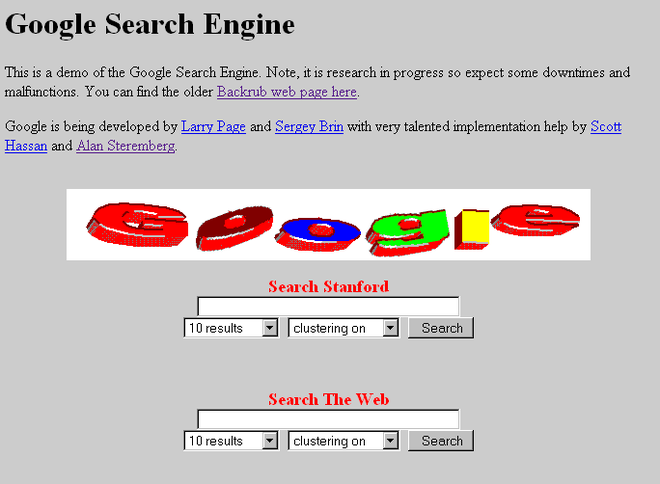 Assim era a aparência inicial do protótipo do Google em 1997 (Foto: Reprodução/Softpedia)