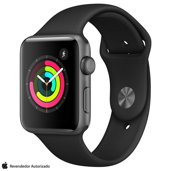 Apple Watch Series 3 Sport Cinza Espacial com Pulseira Esportiva Preta 42 mm Bluetooth e 8 GB [À VISTA]