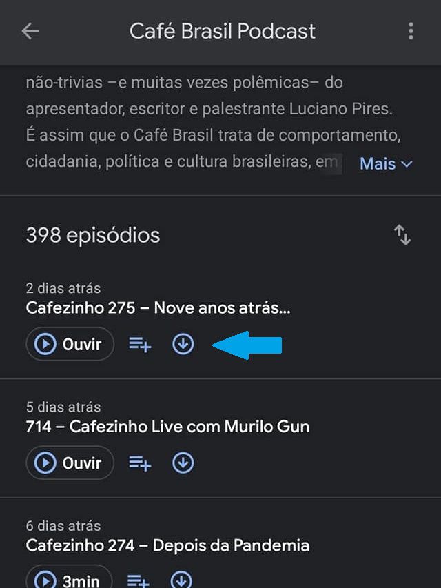 Baixe os episódios do Google Podcasts para assisti-los offline (Captura de tela: Ariane Velasco)