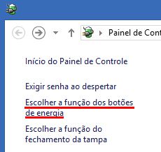 Selecione essa opção para definir o que acontece quando o sistema é desligado Selecione essa opção para definir o que acontece quando o sistema é desligado