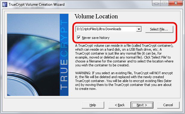 4 - Localização do arquivo Truecrypt 4 - Localização do arquivo Truecrypt