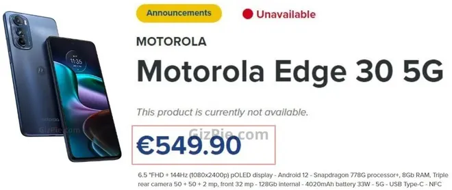 Anúncio de loja europeia revela suposto preço e detalhes de especificações (Imagem: Reprodução/GizPie)