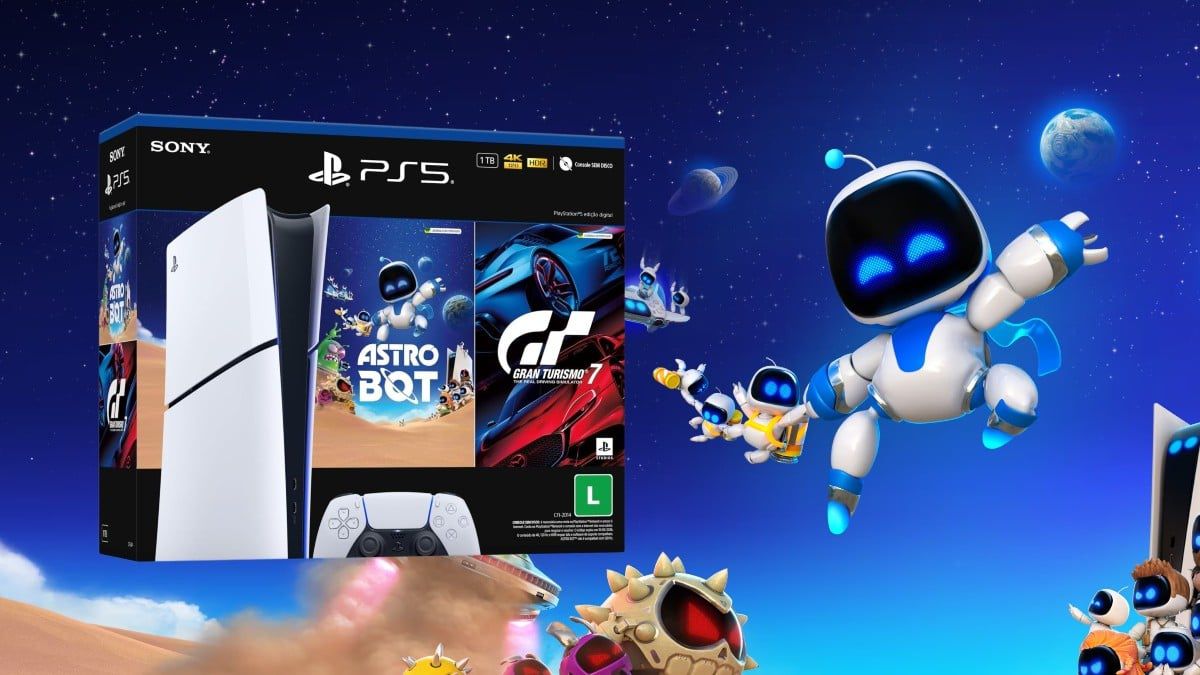 PS5 Digital + Astro Bot e Gran Turismo 7 em oferta na Amazon até 12x sem juros