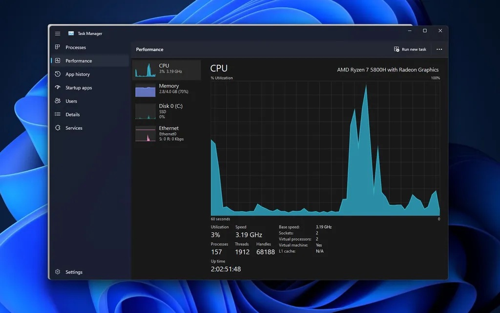 Botões e seções foram realocados no novo Gerenciador de Tarefas para tornar a interface mais amigável em telas sensíveis ao toque (Imagem: Reprodução/Windows Latest)