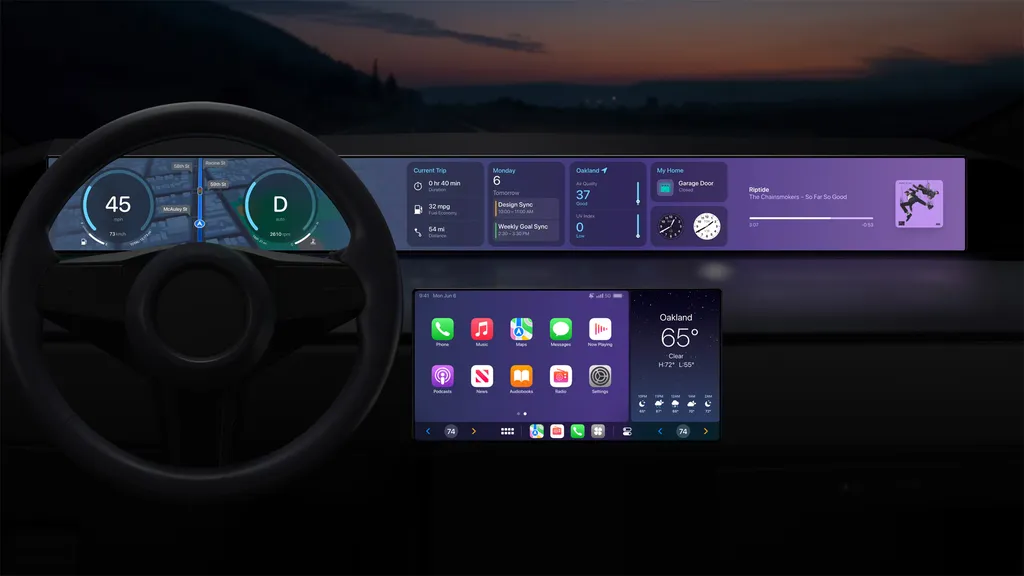 O novo Apple CarPlay promete mudar nossa relação com o carro, assim como fez o Android Automotive (Imagem: Divulgação/Apple)