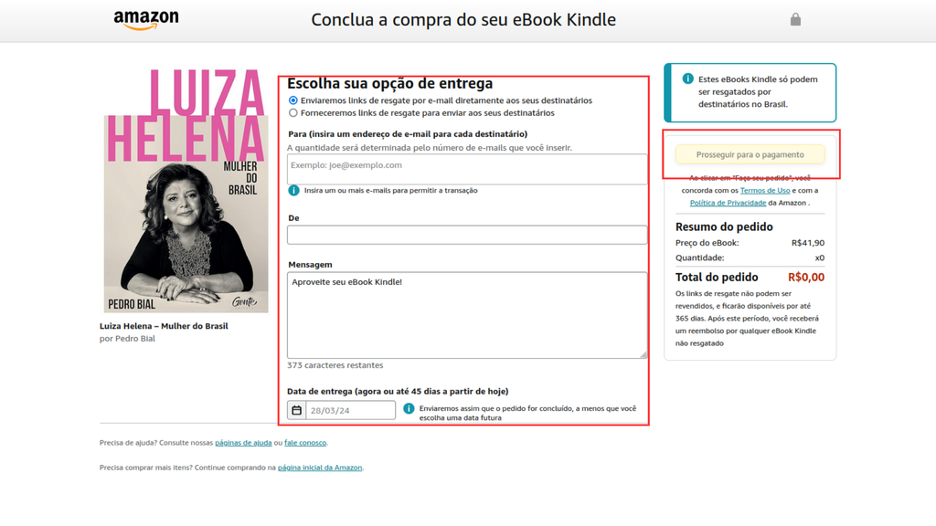 Como enviar e-books da Amazon para outras pessoas por e-mail (Imagem: Captura de tela/Bruno De Blasi/Canaltech)