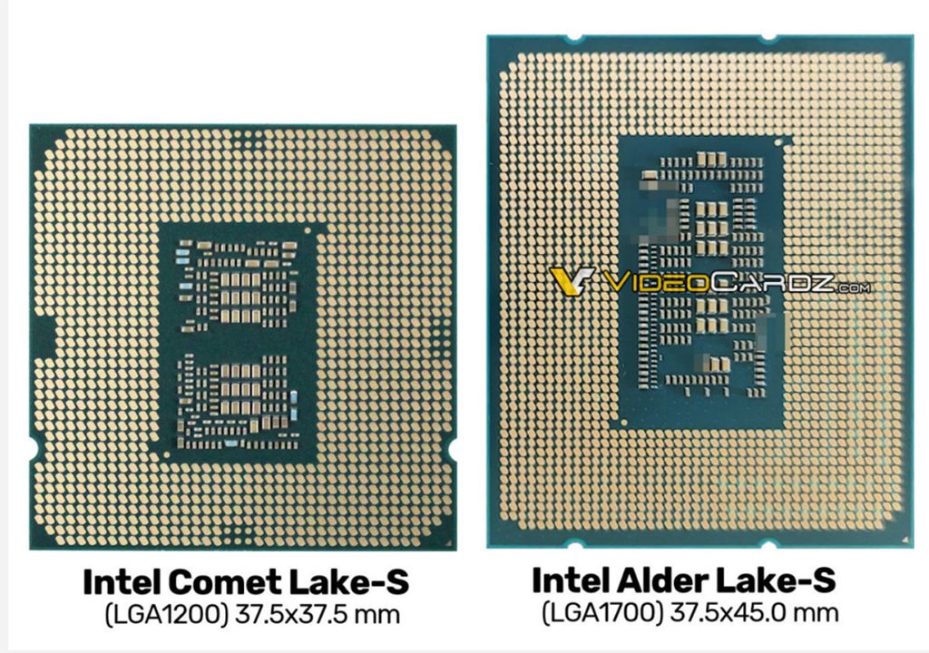 Com o novo soquete LGA 1700, os chips Intel Alder Lake devem ser os primeiros do mercado com memórias DDR5 e PCI-E 5.0 (Imagem: Reprodução/Videocardz)