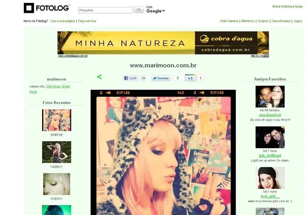 O Fotolog foi popularizado no Brasil por celebridades como MariMoon (Imagem: Reprodução/Fotolog)