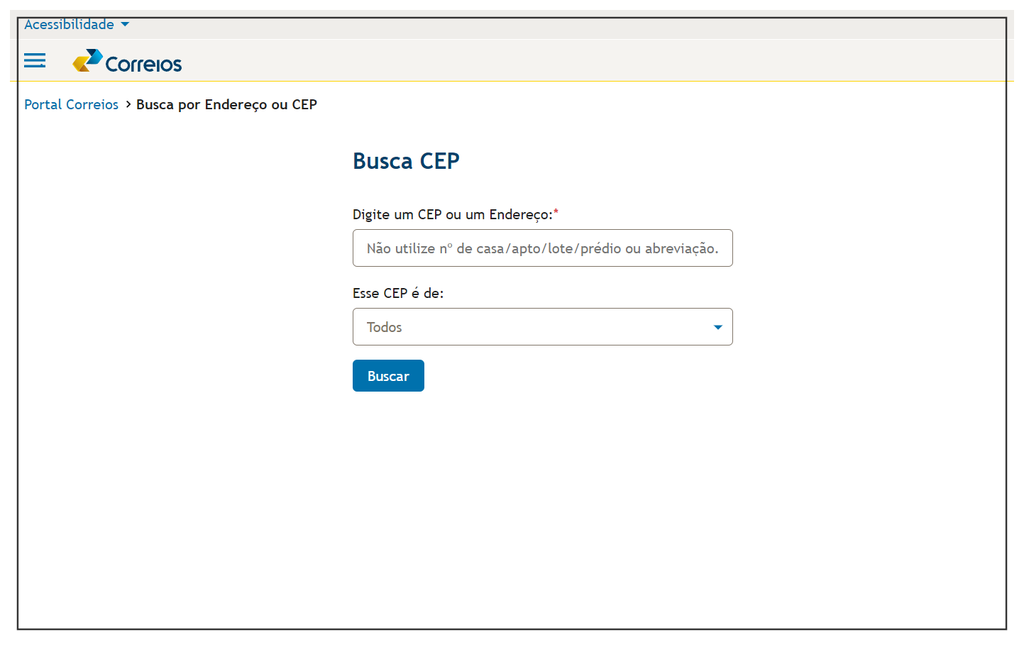 Busca CEP - Correios