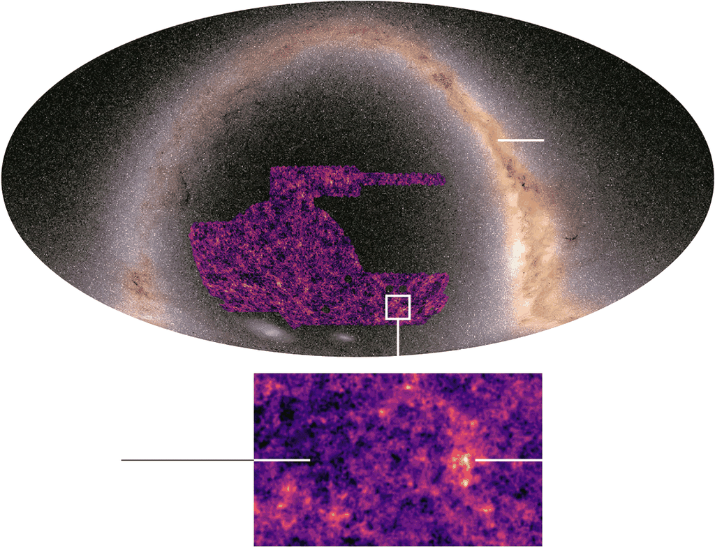 Um mapeamento da matéria escura (Imagem: Reprodução/DES Observations/N Jeffrey/Dark Energy Survey Collaboration)