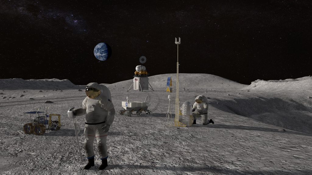 A NASA e outras agências vêm se preparando para o estabelecimento de uma base lunar permanente (Imagem: Reprodução/NASA)