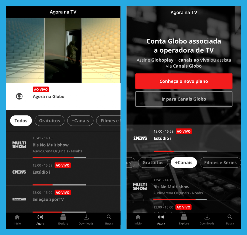 Assista aos canais da Globo (Imagem: André Magalhães/Captura de tela)