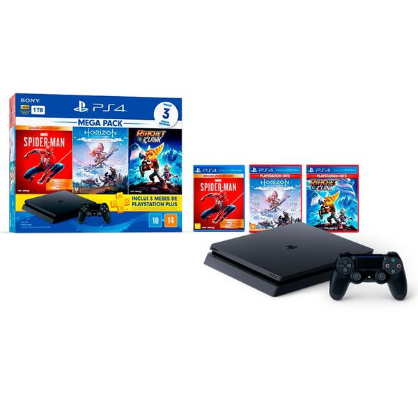 Console Sony PlayStation 4 Mega Pack 15, 1TB, Horizon Zero Dawn Complete Edition + Marvel's Spider-Man + Ratchet & Clank - CUH-2214B