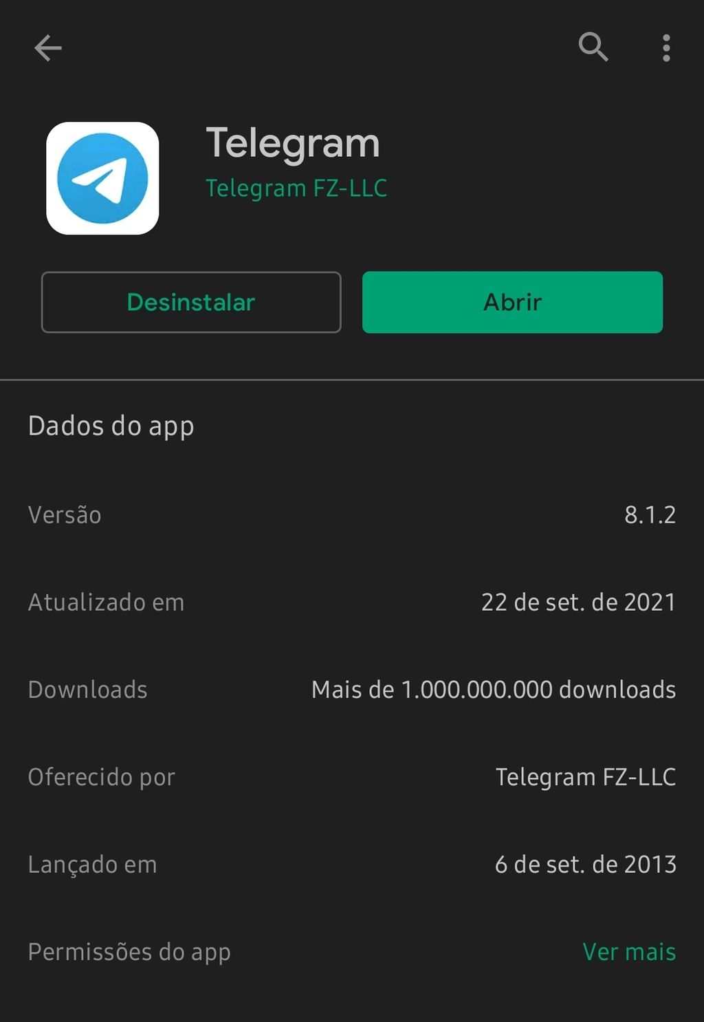 O Telegram bateu 1 bilhão de downloads, mas ainda precisa multiplicar esse número cinco vezes para alcançar o WhatsApp (Captura: Igor Almenara/Canaltech)