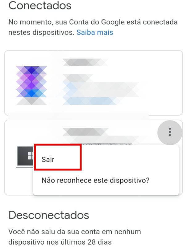 Escolha qual você deseja deslogar e clique em sair (Imagem: Guadalupe Carniel/Captura de tela)
